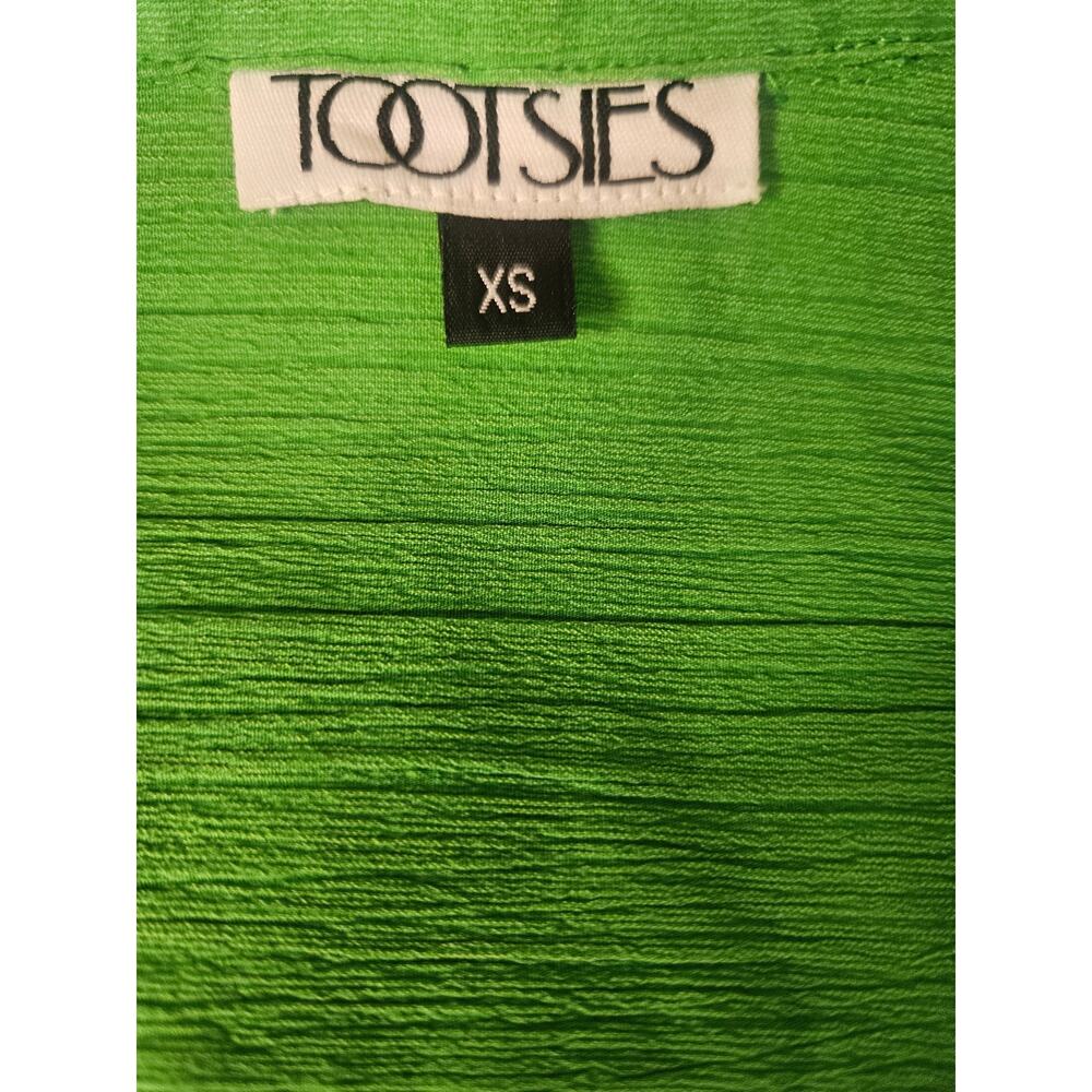 Tootsies Lime Green Shirt Dress Sz XS Front Pockets Button Up Above the Knee - Picture 7 of 8